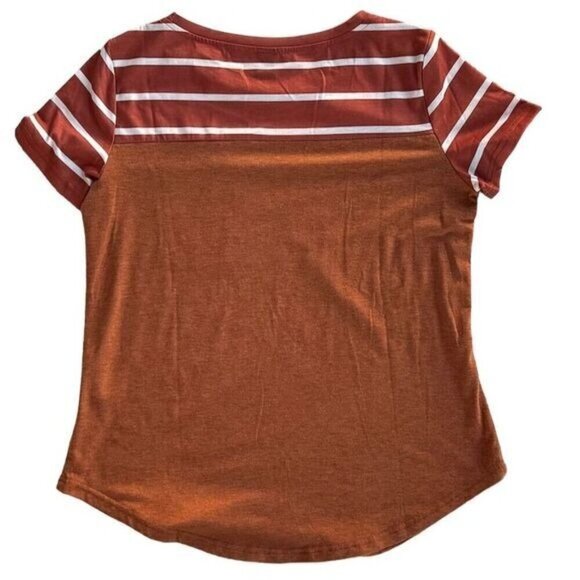 SHEIN Women's Striped T-Shirt Faux Suede Pocket Multicolor Size M Short Sleeve - Picture 4 of 5